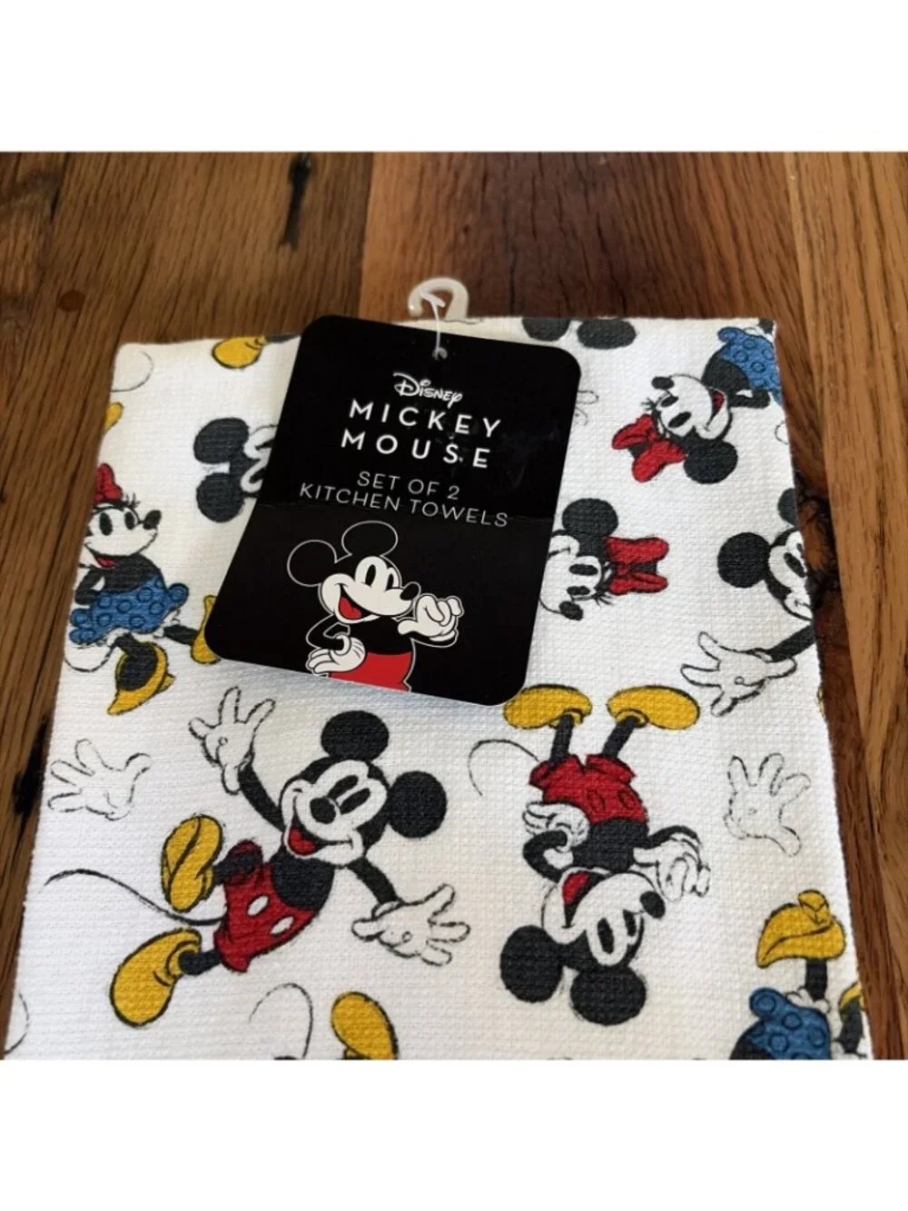 Disney Mickey & Minnie Mouse All Over Print Set Of 2 Kitchen Towels 16”x 26”